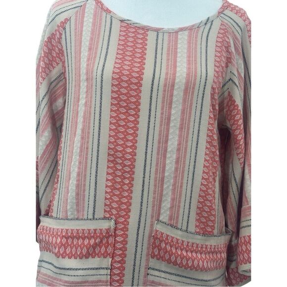 Anthropology  Stark X Small Pink Beige Stripe Cotton Tunic Top made in the USA b - Picture 3 of 16